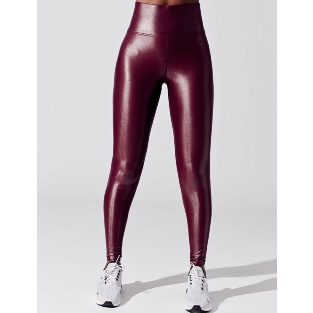 Carbon38 High Waisted Full-length Legging In Takara Shine In Wine S